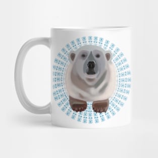 Polar Bear on blue bear pattern Mug